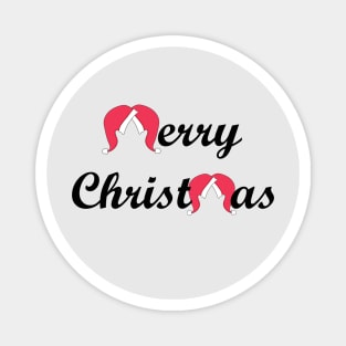 Classic Merry Christmas with Santa Hats - no lights Magnet